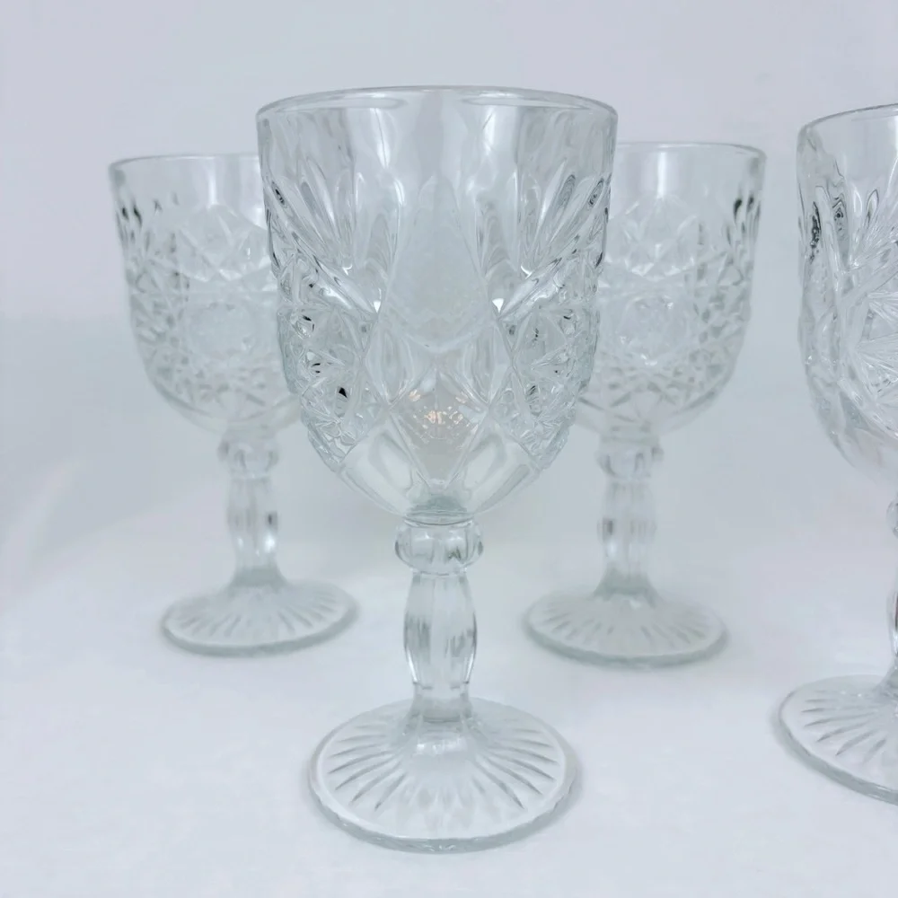 Vintage Libbey Hobstar Star of David Goblets Set of 4